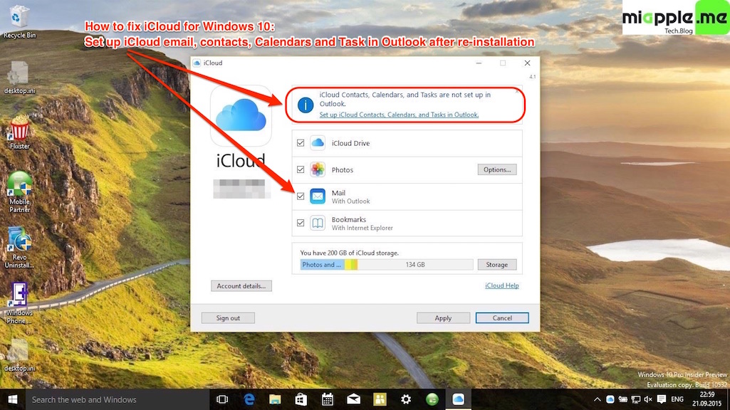 Outlook Hangs After Installing Icloud On Windows