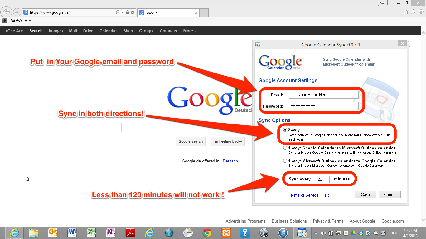 Setting Up Google Calendar Sync In Windows 8 With Outlook 2010 And 2013