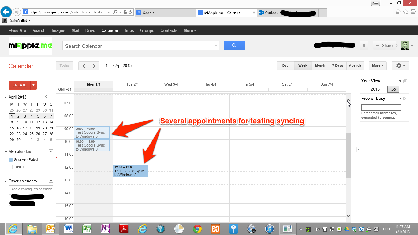 opera mail syncs with google calendar