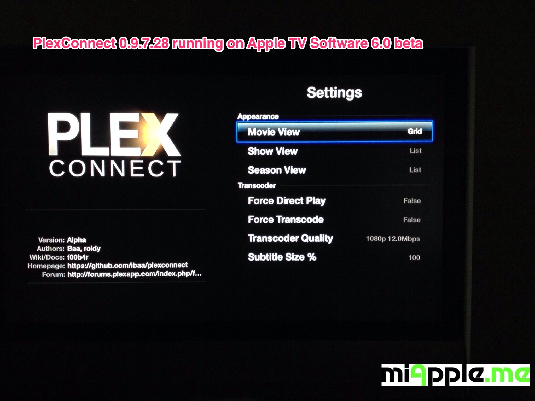 PlexConnect Running On Apple TV Software 6.0 Beta (5.4 ...
