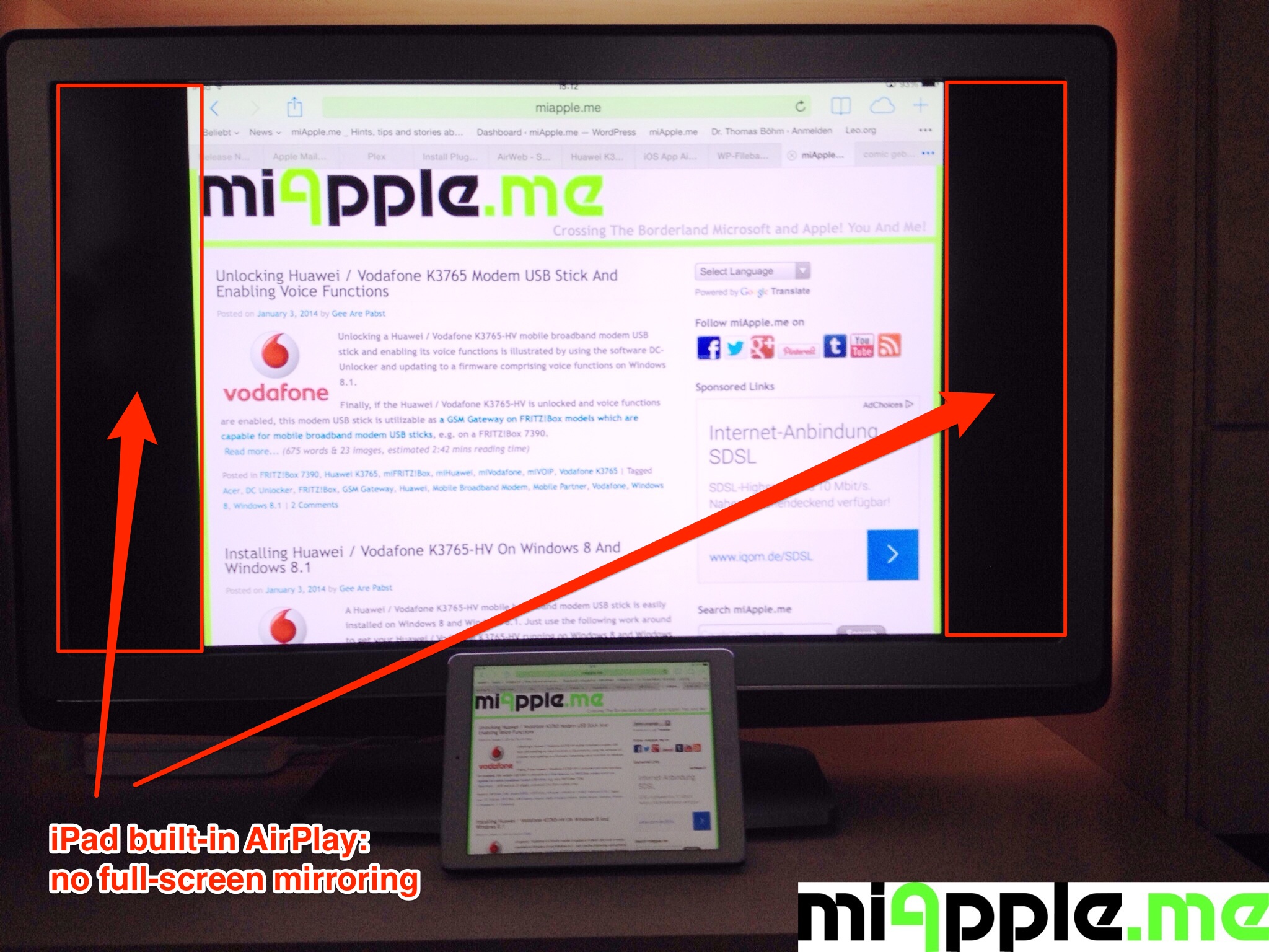AirWeb Mirrors Web Browser In Full Screen To TV Via Apple TV AirPlay - miapple.me Tech.Blog