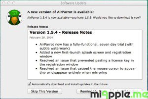 AirParrot 1.5.4 for Mac OS X release notes