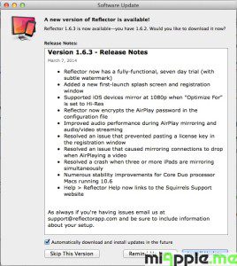 Reflector 1.6.3 for Mac OS X release notes