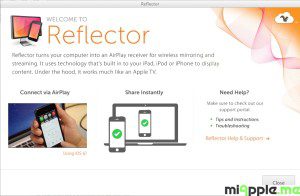 Reflector 1.6.3 for Mac OS X welcome screen