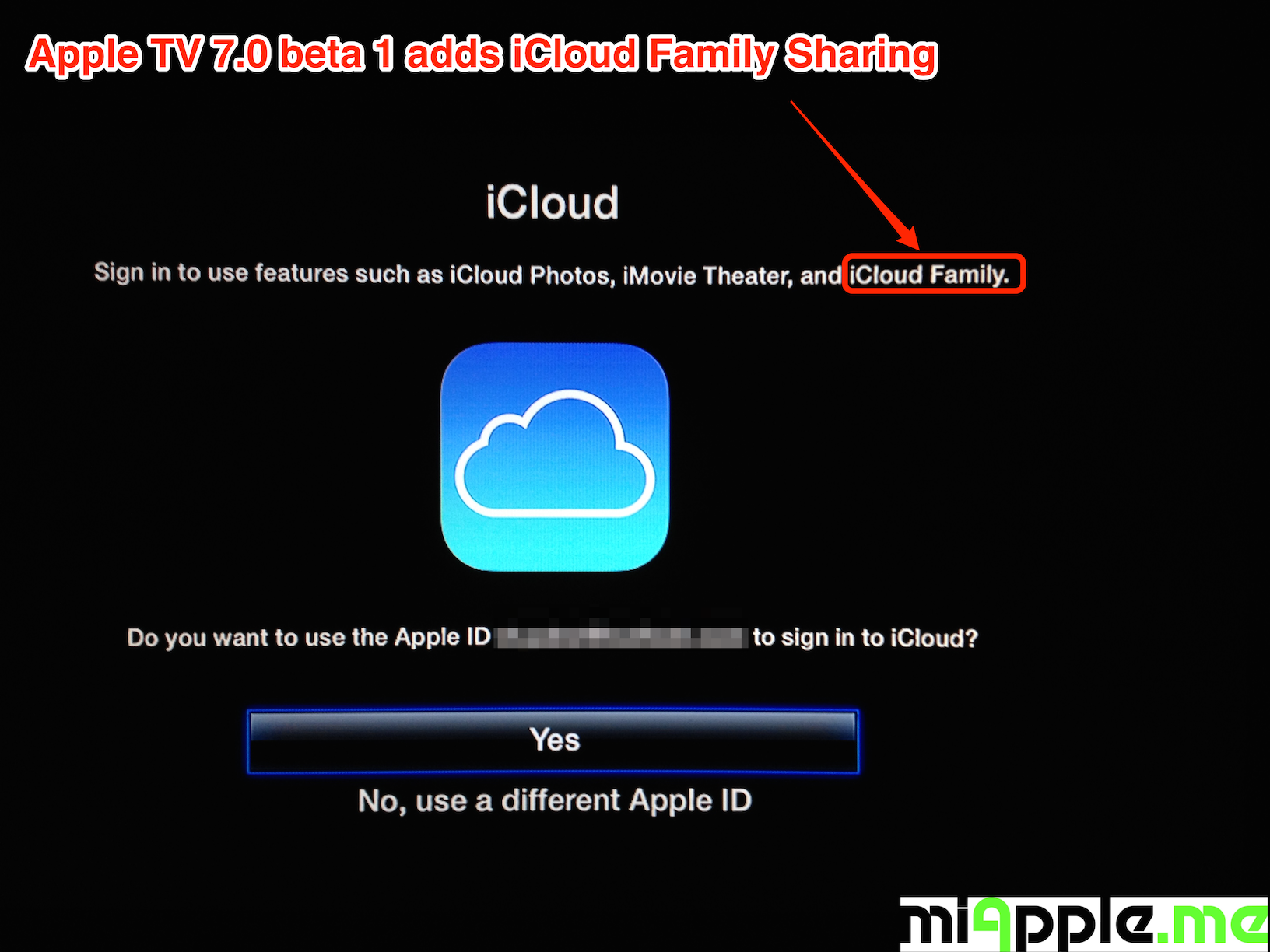 AppleTV 7.0 beta 1 iCloud Family Sharing - miapple.me