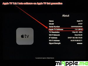 Apple TV 7.0.1 beta build number 6910 About