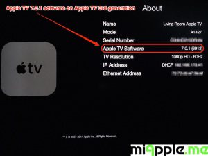 Apple TV 7.0.1 build number 6912 About