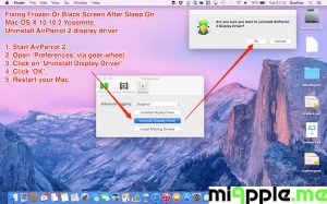 Mac OS X 10.10.2 frozen or black screen fix removing AirParrot's display driver