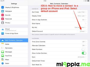 iOS 8 Move Contact to group - settings default account