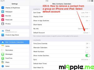 iOS 8 Remove Contact from group: settings default account