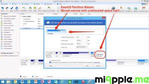 EaseUS Partition Master_03_moved volume with unallocated space right on Windows 10, 8.1 and 8