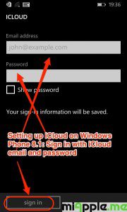 Setting up iCloud on Windows Phone 8.1_03_sign in