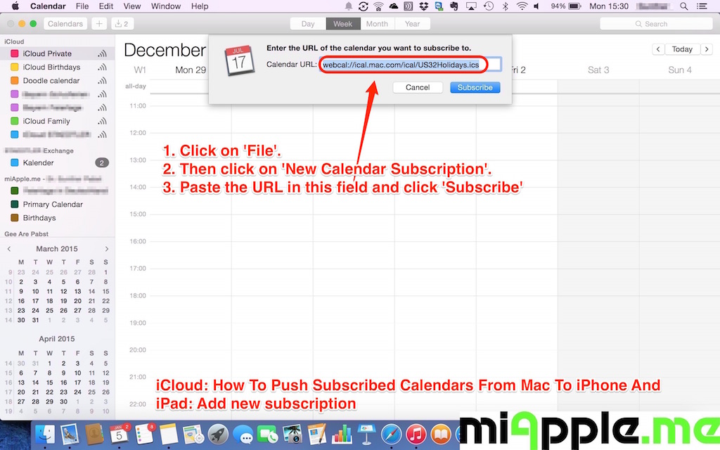Add web calendar in outlook on mac