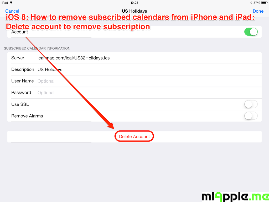 iOS How To Remove Subscribed Calendars From iPhone And iPad miapple