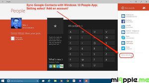 Sync Google Contacts with Windows 10 People App_01_Setting select add account