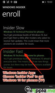 Windows Insider app_Choose Insider Fast to get Windows 10 for phones TP