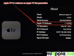 Apple TV 7.1 build number 7003 About