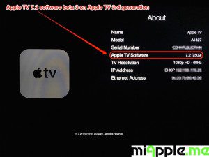 Apple TV 7.2 beta 3 build number 7509 About