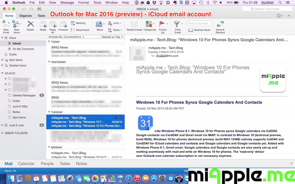 sync outlook for mac with icloud calendar