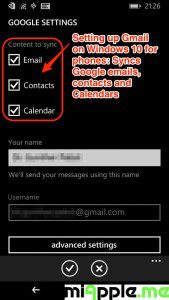 Setting up Gmail on Windows 10 for phones_Syncs Google email-contacts-calendars