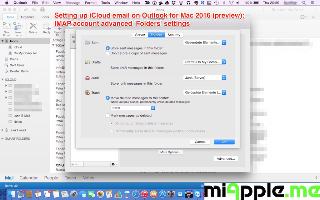 add icloud account to outlook 2016 for mac