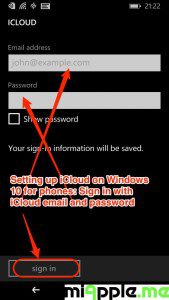 Setting up iCloud on Windows 10 for phones_03_sign in