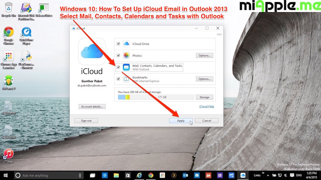 iCloud email in Outlook 2013 on Windows 10_01_set up iCloud for Windows