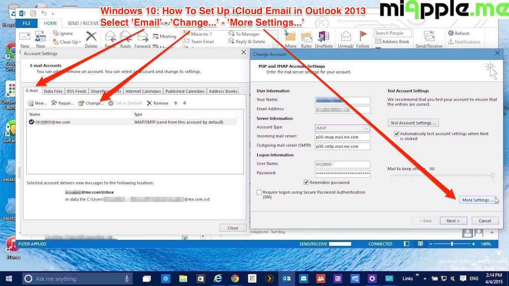 icloud mail settings for outlook