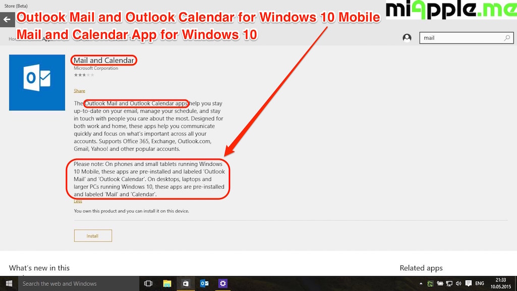 Mail and Calendar - Microsoft Apps