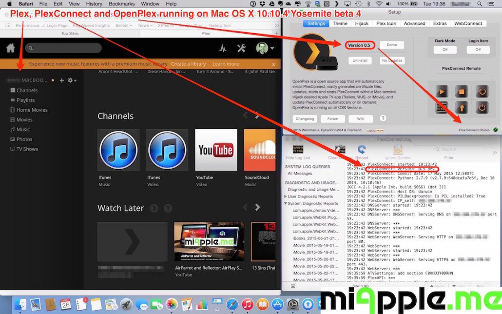 Plex-PlexConnect-OpenPlex on Mac OS X 10.10.4 Yosemite beta 4