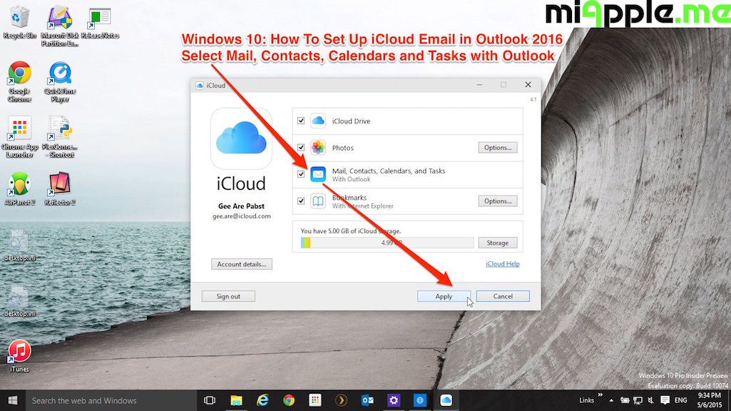 iCloud email in Outlook 2016 on Windows 10_01_set up iCloud for Windows