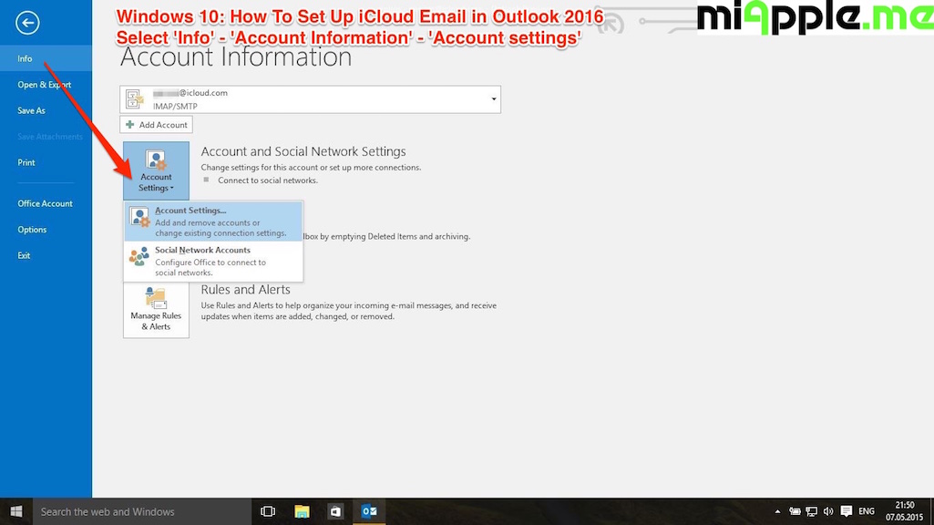 how to use icloud outlook add in