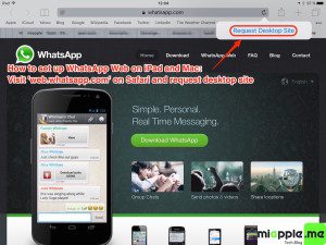 WhatsApp Web on iPad_01_iOS 9 Request Desktop Site on Safari