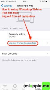 WhatsApp Web on iPad_08_Log out from all computers iOS 9
