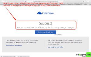 Keep your 15 GB free OneDrive Storage_02_success page