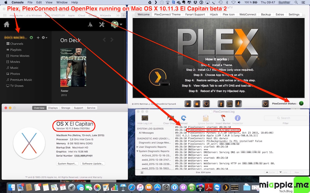 Plex-PlexConnect-OpenPlex on Mac OS X 10.11.3 El Capitan beta 2