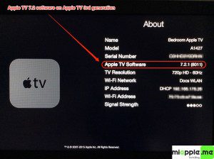 Apple TV 7.2.1 build number 8011 About