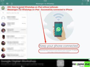 iOS_Messenger+ for WhatsApp on iPad_3_successful connection with iPhone