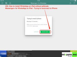 iOS_Messenger+ for WhatsApp on iPad_5_trying to reconnect with iPhone after connection loss