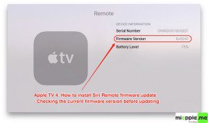Siri Remote update firmware_01_firmware version 0x0241 before updating