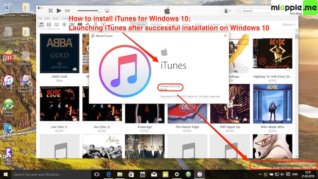 Install iTunes for Windows 10: Launching iTunes after successful installation on Windows 10