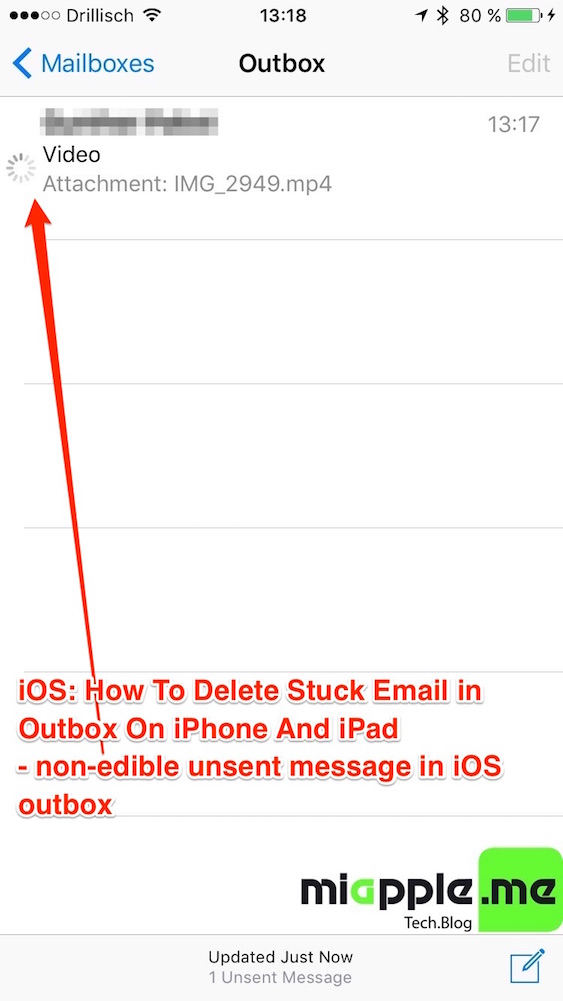 iOS_delete stuck email in outbook on iPhone and iPad_01_non-edible unsent message in iOS outbox