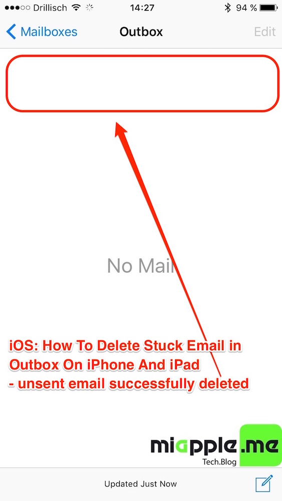 ipad email stuck in outbox