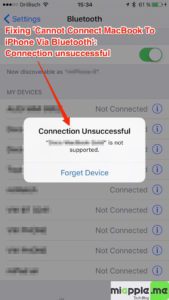 Fix cannot connect MacBook to iPhone via bluetooth_01_iOS message connection unsuccessful