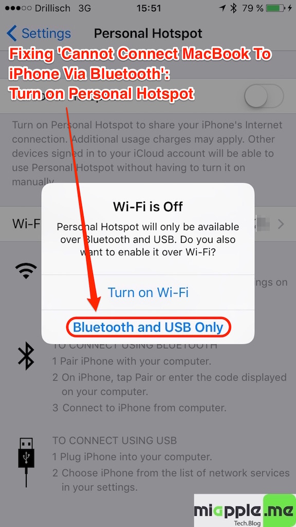 how to connect to iphone hotspot via bluetooth