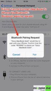Fix cannot connect MacBook to iPhone via bluetooth_06_iOS Bluetooth pairing request