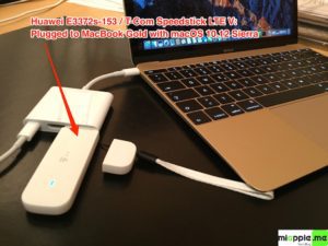 Huawei E3372s-153 T-Com Surfstick V_05_plugged to MacBook Gold with macOS 10.12 Sierra