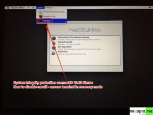 System Integrity Protection disable csrutil on macOS 10.12 Sierra_1_open terminal in recovery mode