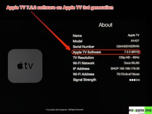 Apple TV 7.2.2 build number 8015 About