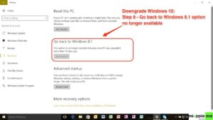 Downgrade Windows 10_08_go back to Windows 8.1 option no longer available